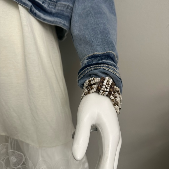 multi strand, beaded necklace, silver gold, with matching bracele - Picture 13 of 17